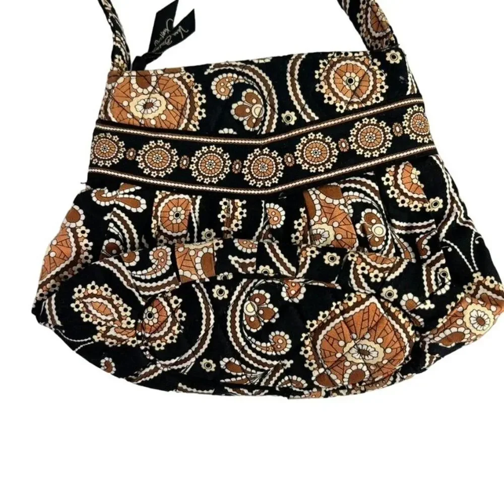 Vera Bradley Womens Shoulder Bag in Cafe Caffe Latte Brown Black Hannah Style